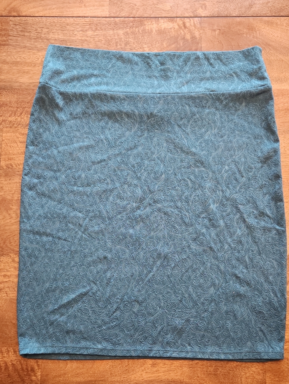 LuLaRoe Teal Paisley-Textured Pencil Skirt